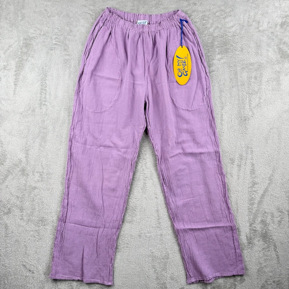 Oh My Gauze Basic 1 Orchid Cotton Elastic Waist Cropped Pants OS Purple NWT